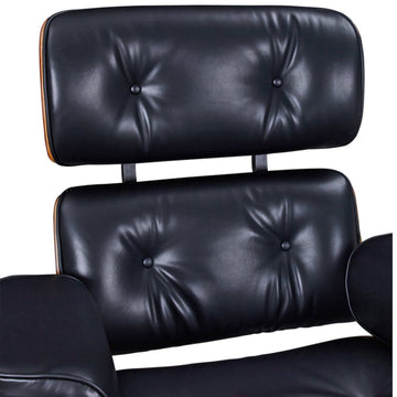 Eames Lounge Chair and ottoman in black leather with wood shell