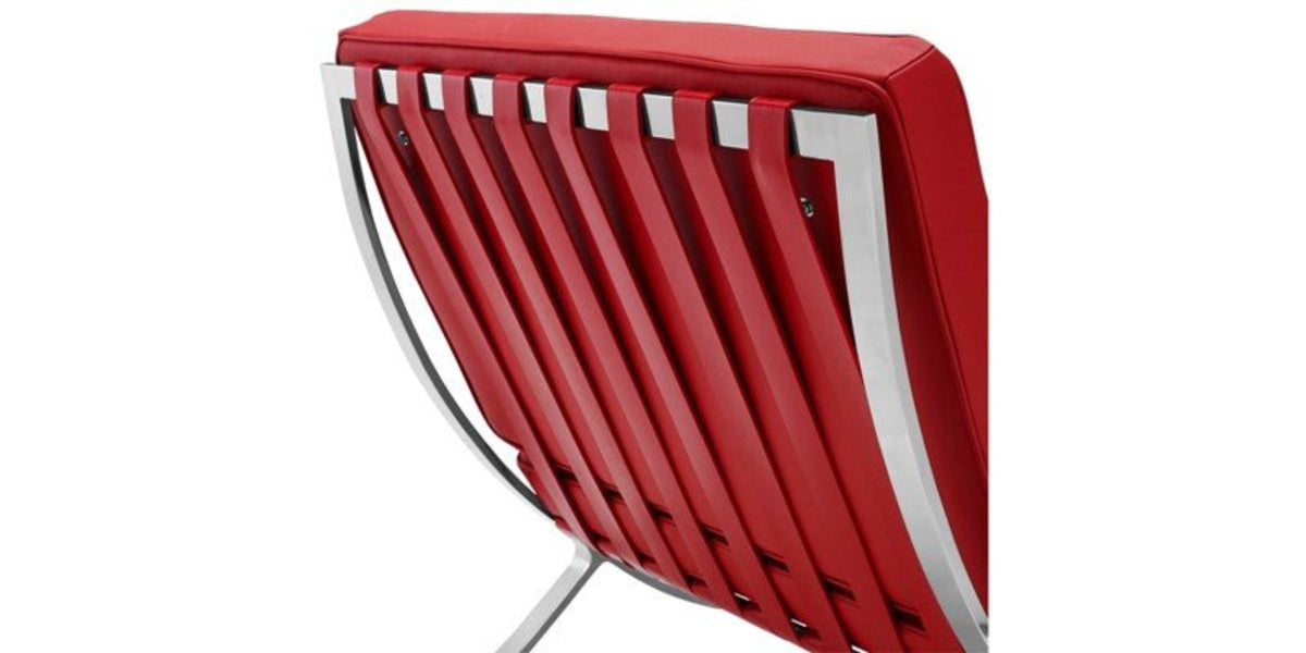 Red chair with a white frame on a white background
