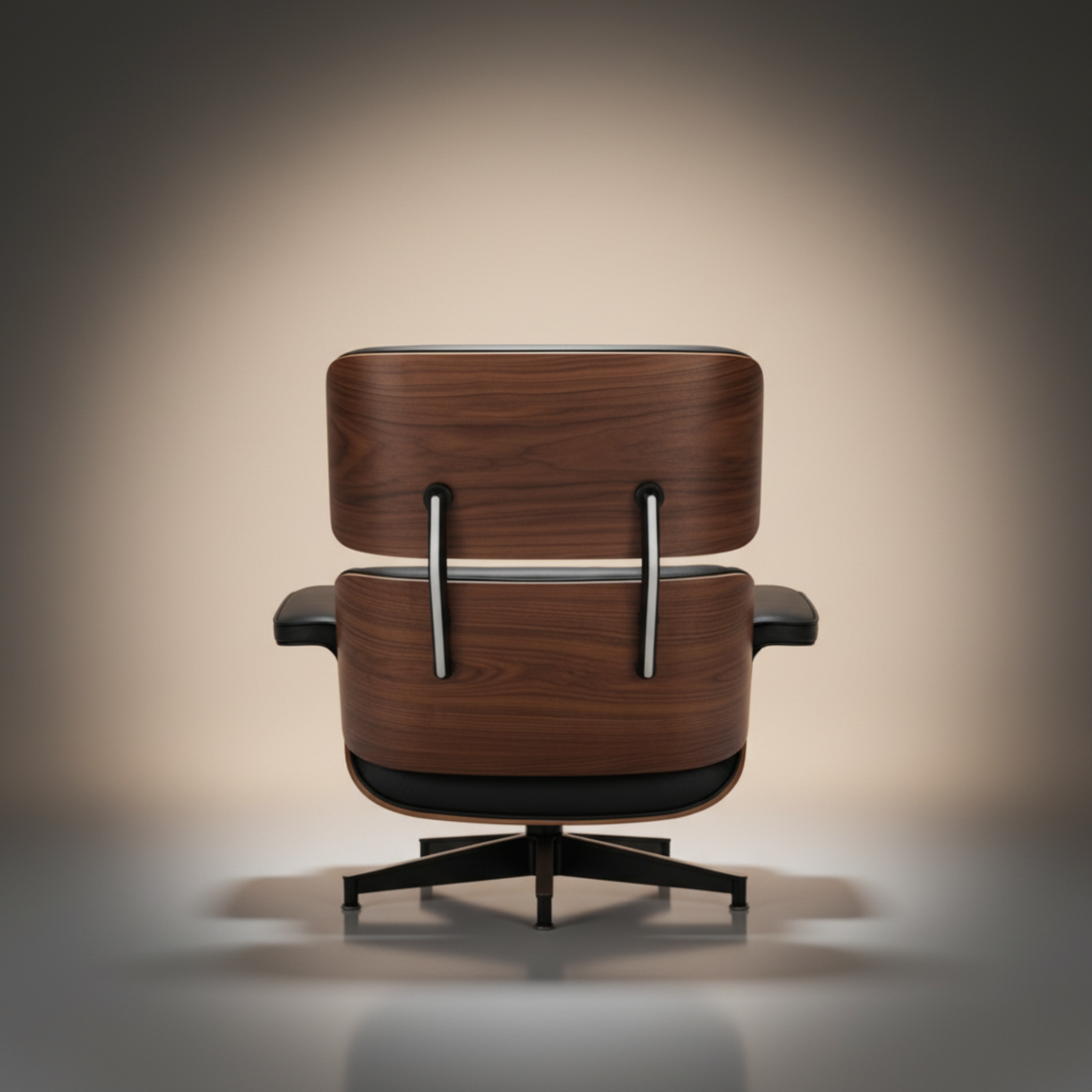 Lounge Chair & Ottoman Walnut Wood Black showing back