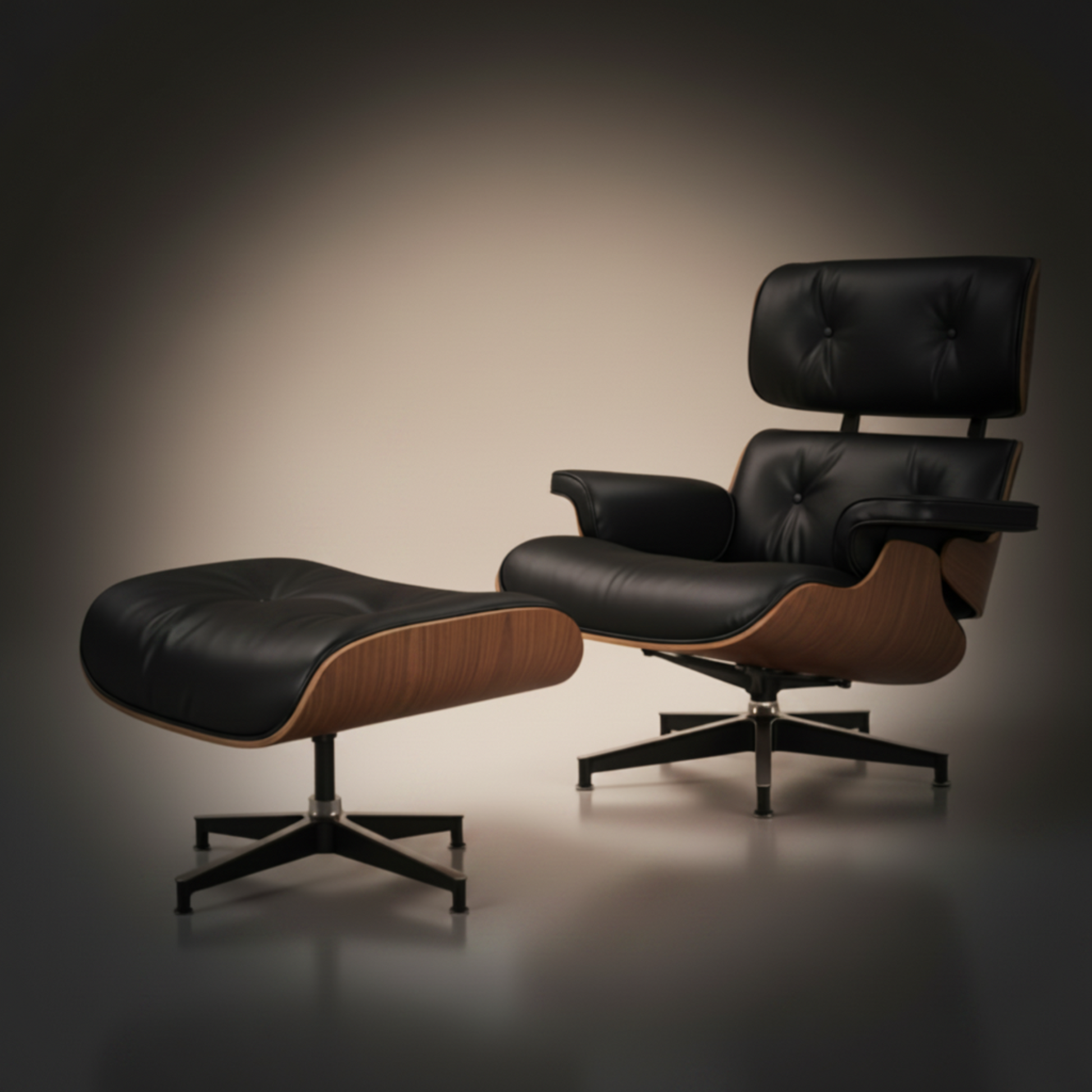 Lounge Chair & Ottoman Walnut Wood Black 20
