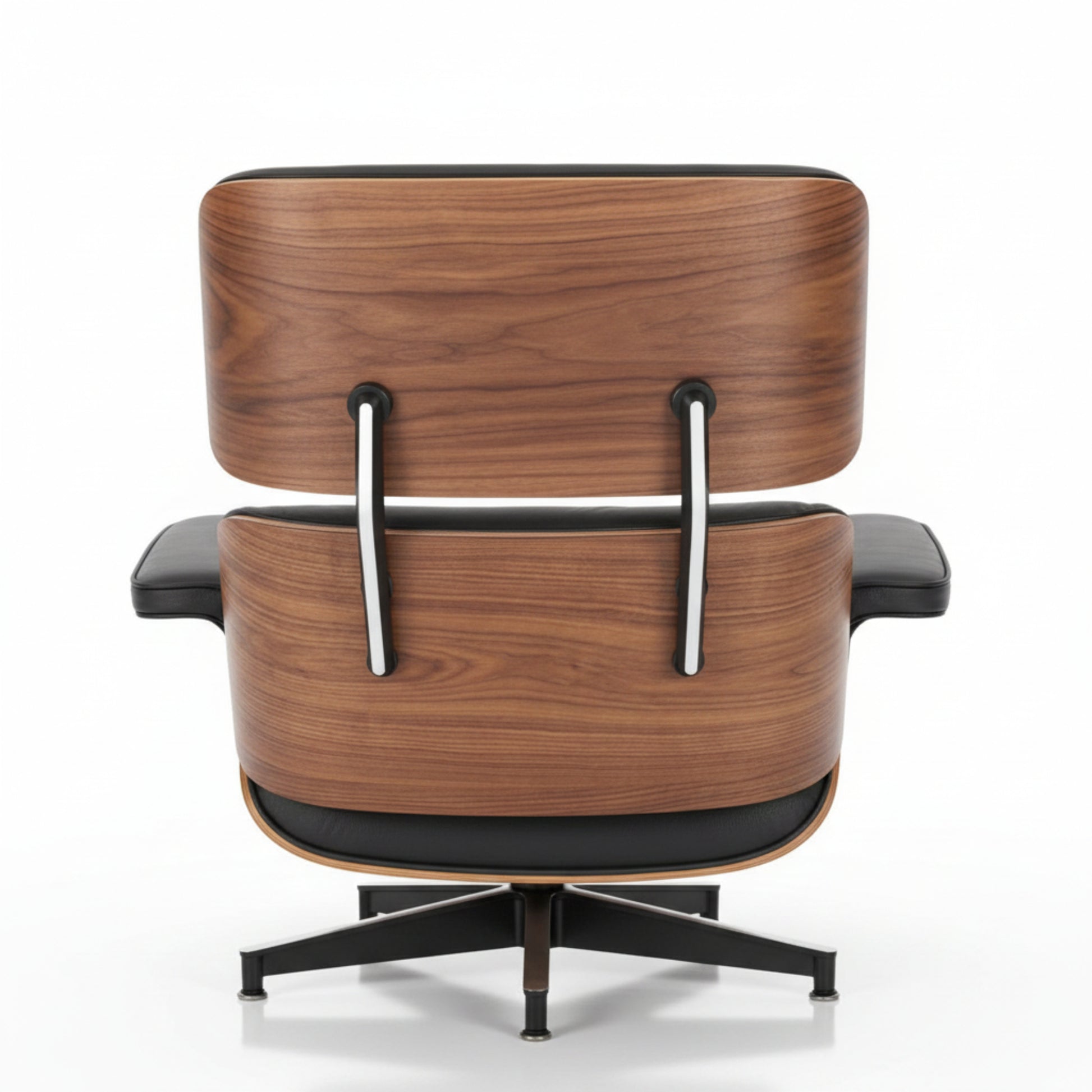 Wooden chair with black accents on a white background