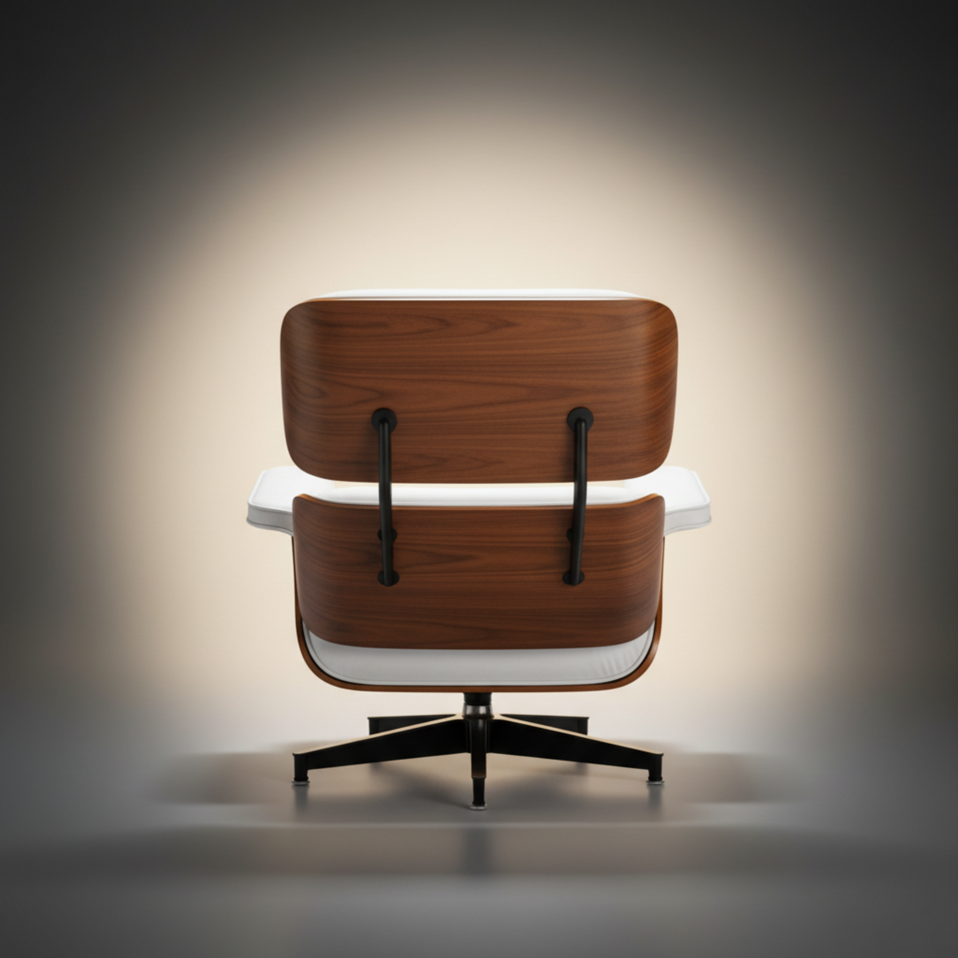 Lounge Chair & Ottoman Walnut Wood White XL showing back wood