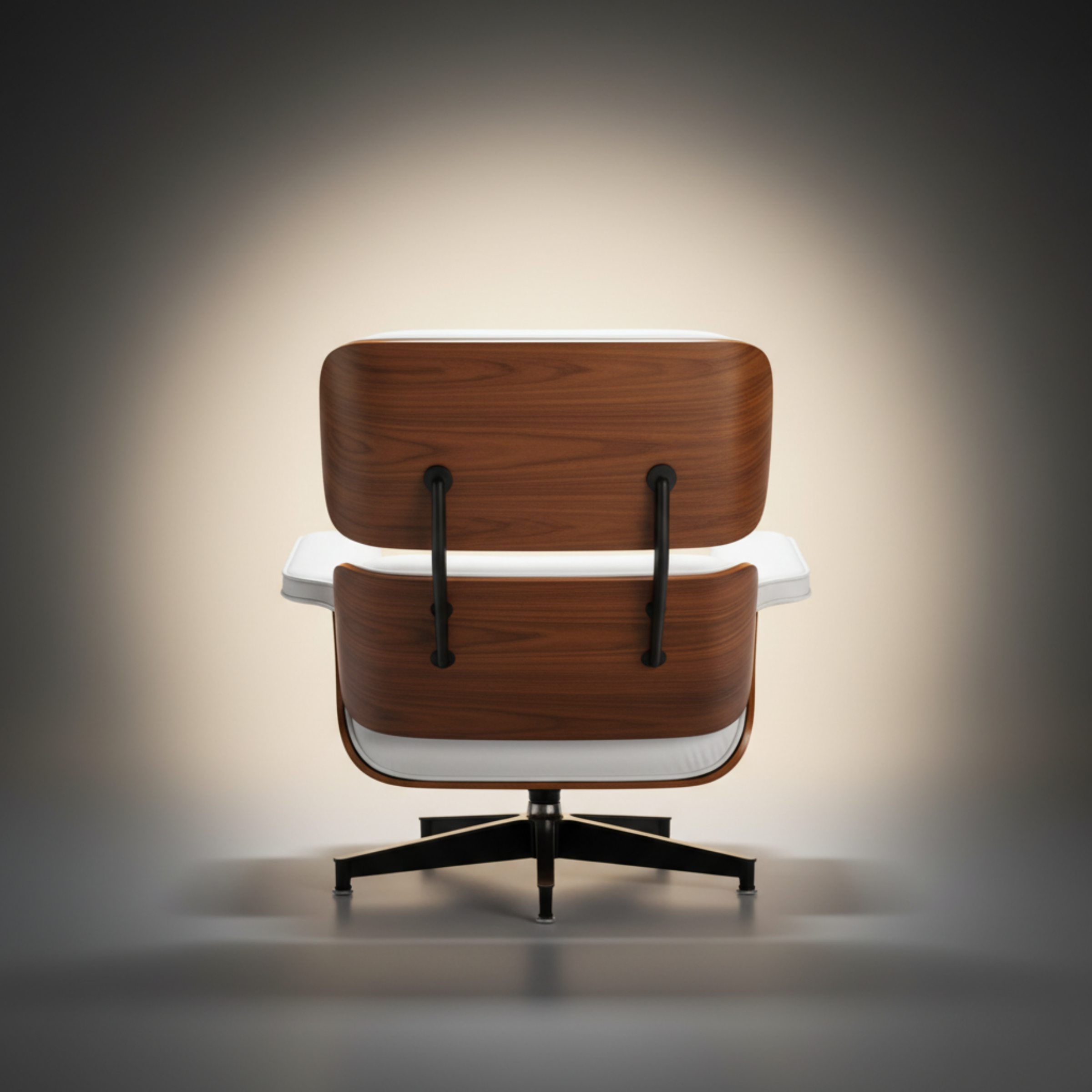 Lounge Chair & Ottoman Walnut Wood White XL showing back wood