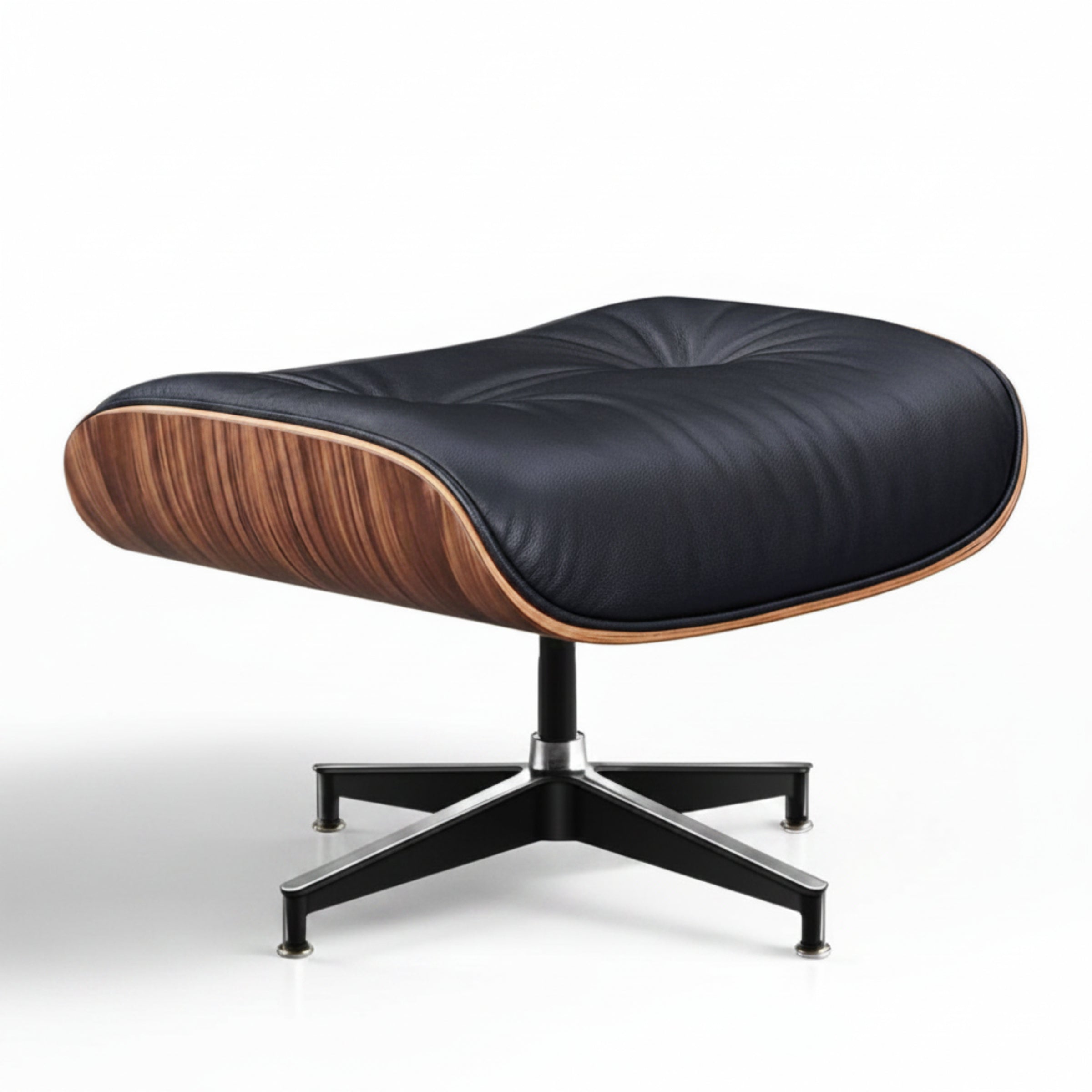 Lounge Chair & Ottoman | Walnut Wood | Black & White