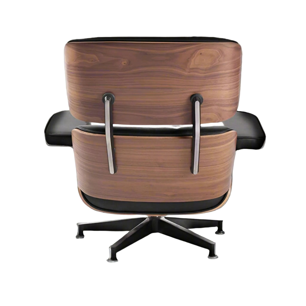 Lounge Chair & Ottoman | Walnut Wood | Black & White