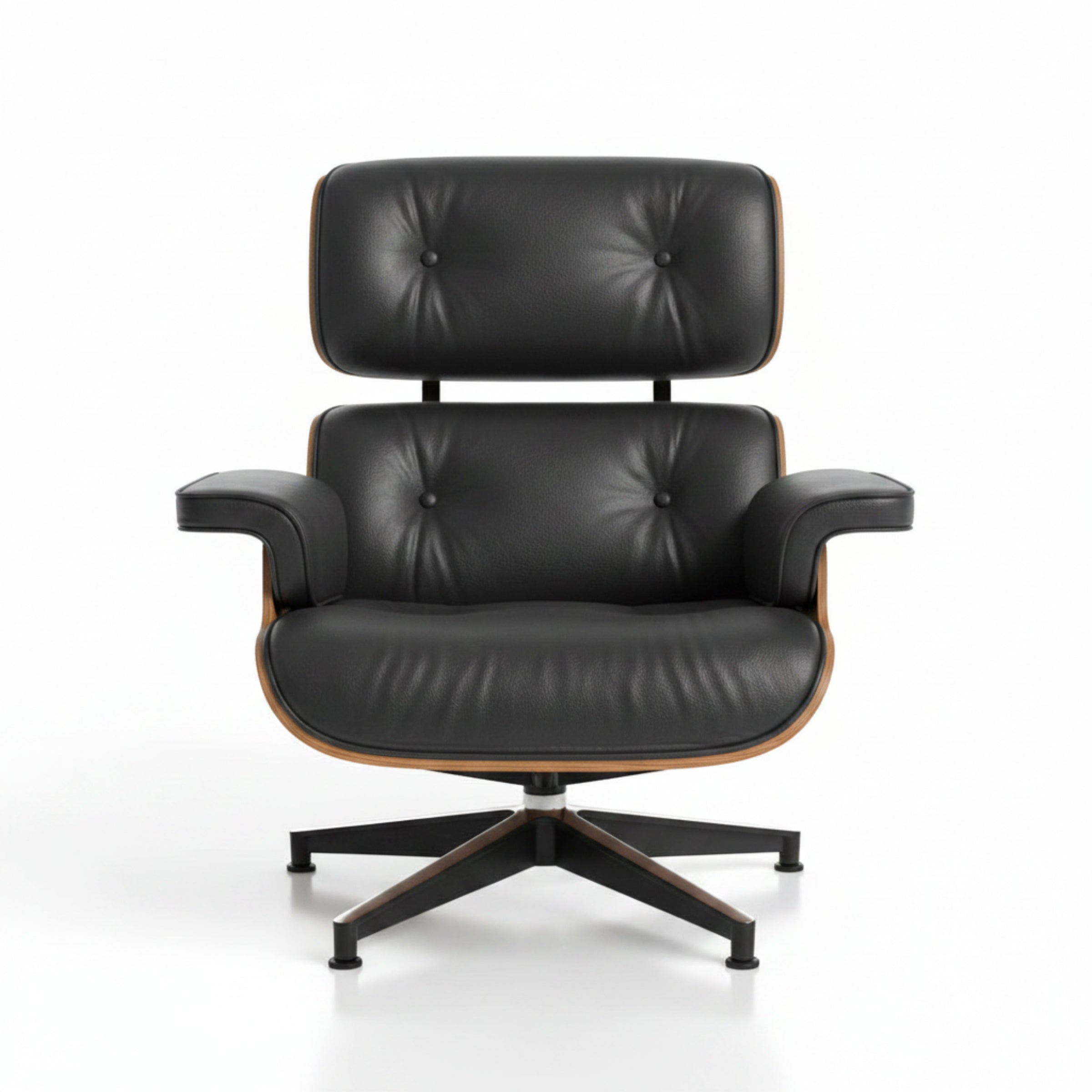 Lounge Chair & Ottoman | Walnut Wood | Black & White