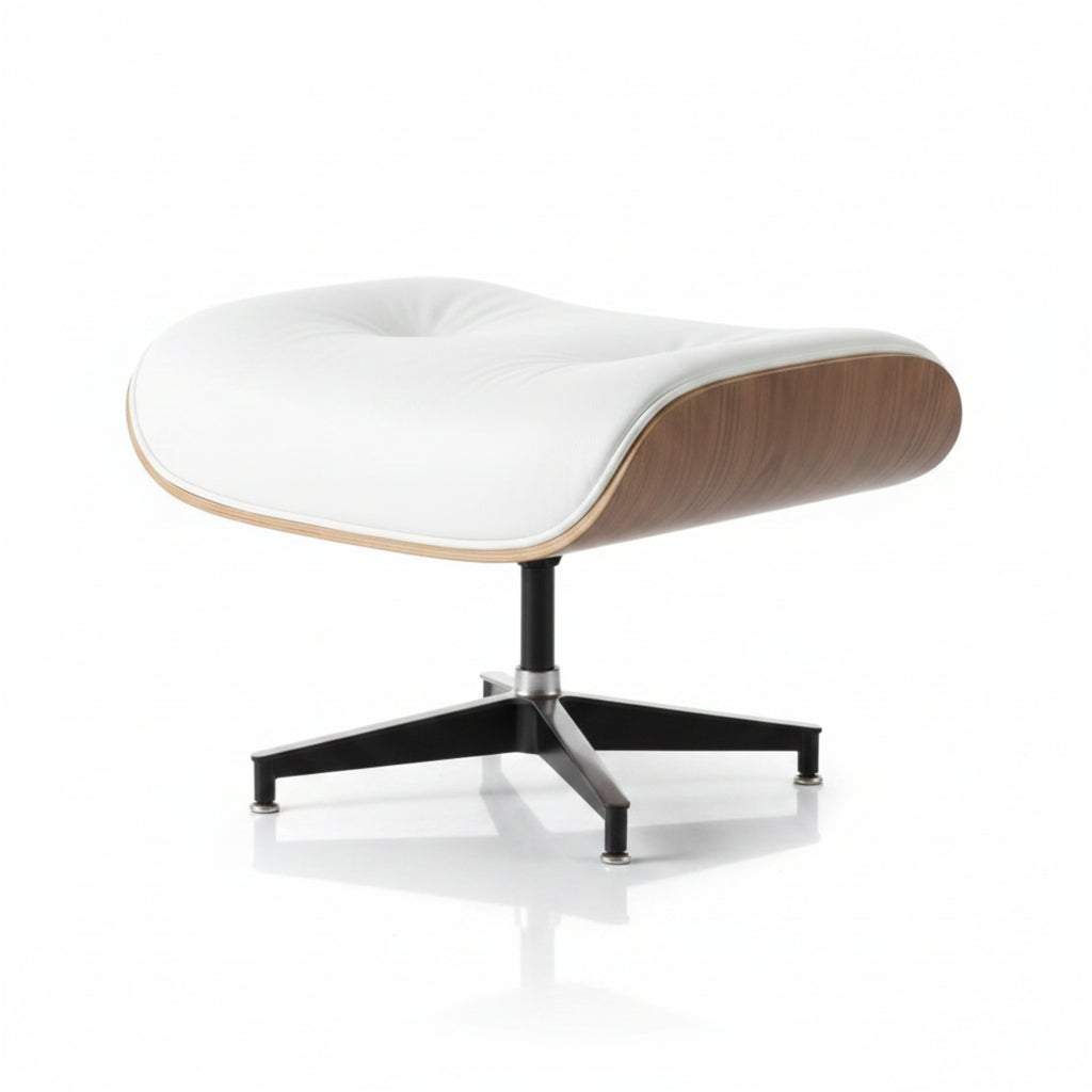 Lounge Chair & Ottoman | Walnut Wood | Black & White