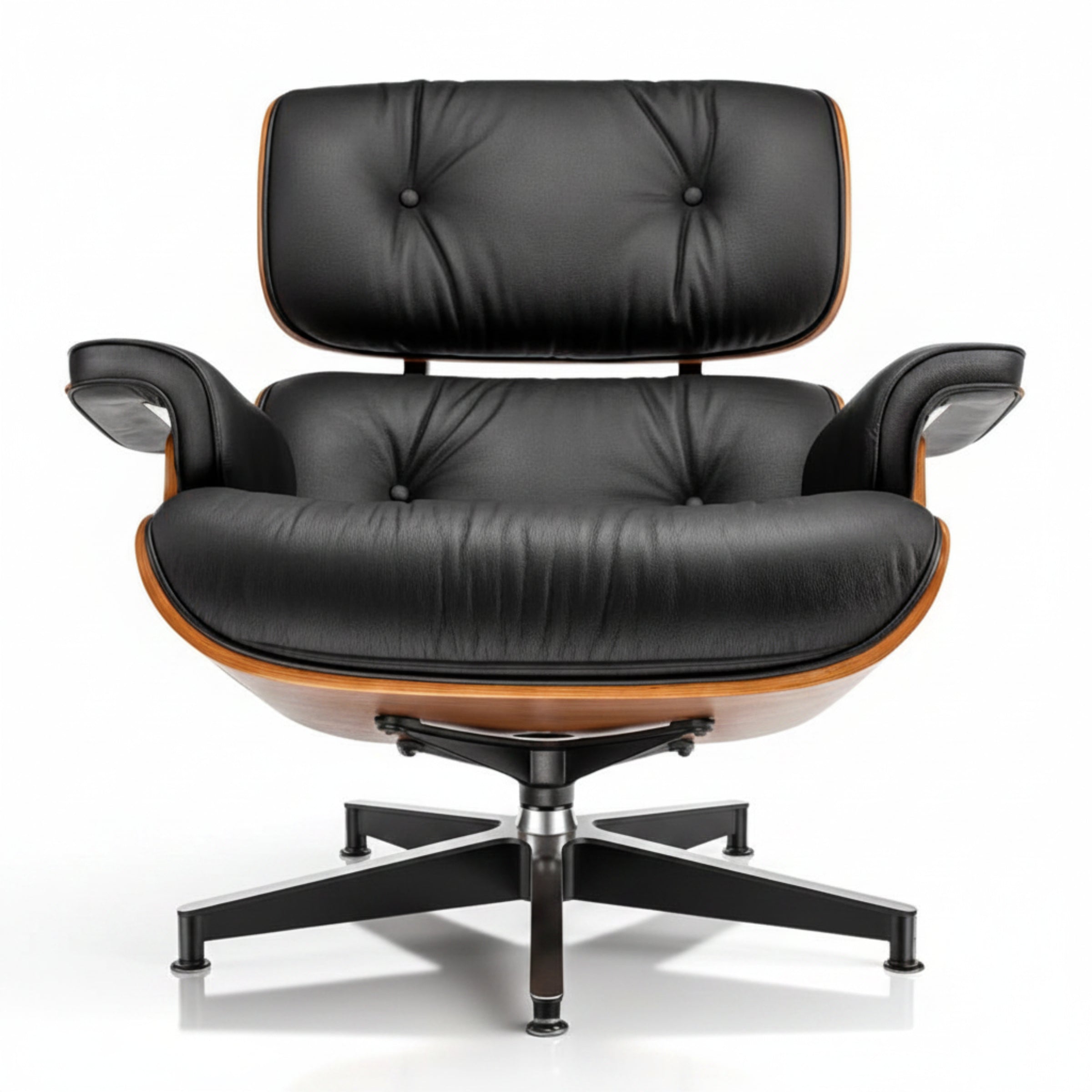 Lounge Chair & Ottoman | Walnut Wood | Black & White