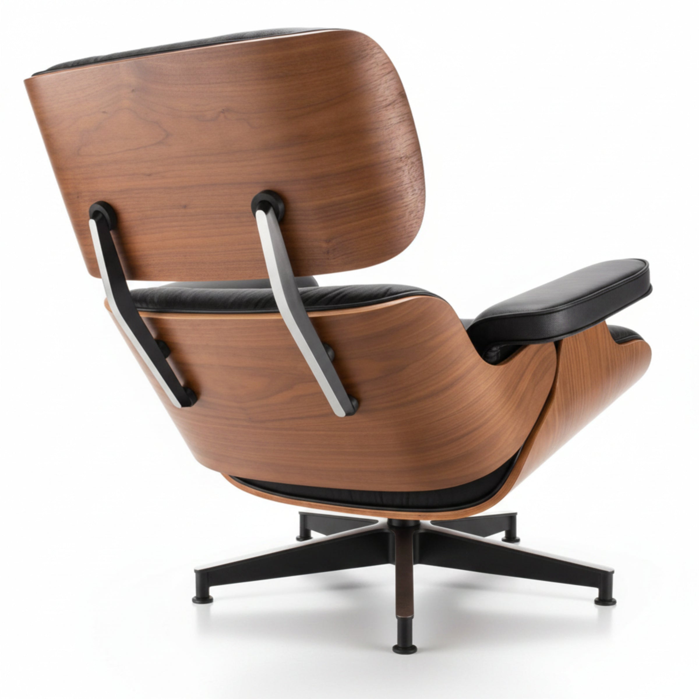 Lounge Chair & Ottoman | Walnut Wood | Black & White