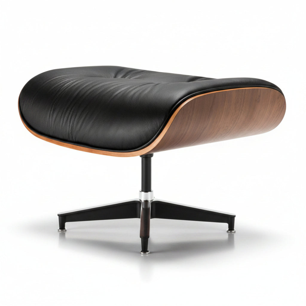 Lounge Chair & Ottoman | Walnut Wood | Black & White