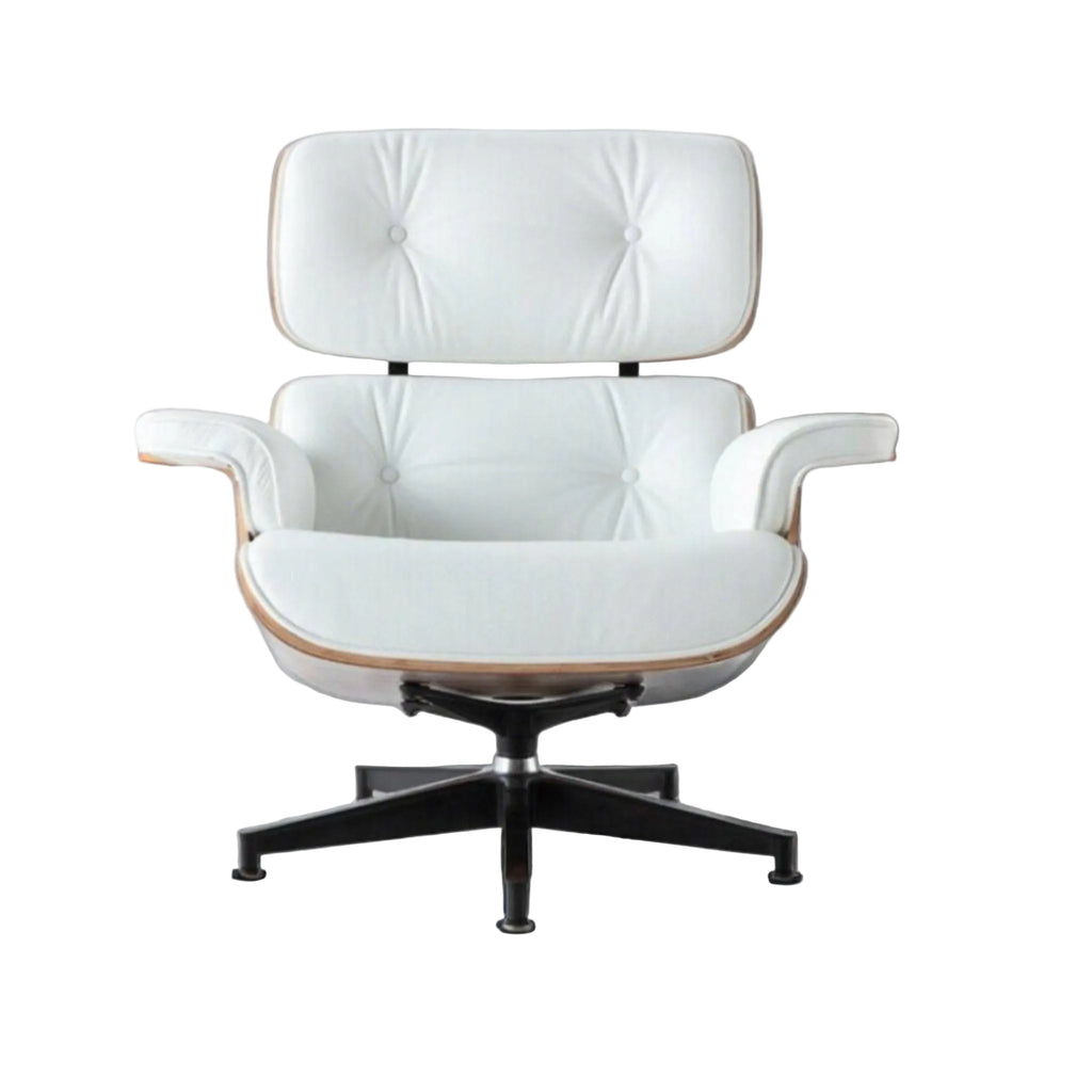 Lounge Chair & Ottoman | Walnut Wood | Black & White