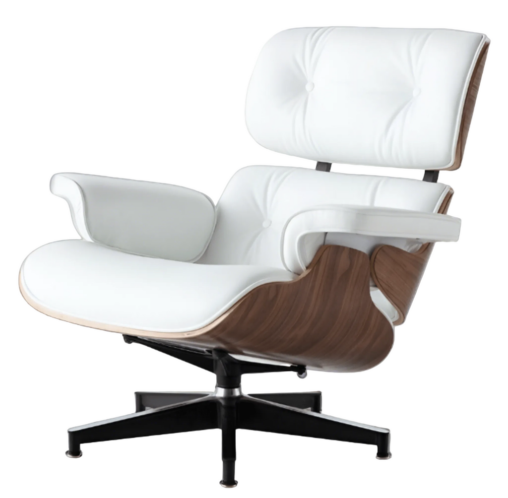 Lounge Chair & Ottoman | Walnut Wood | Black & White