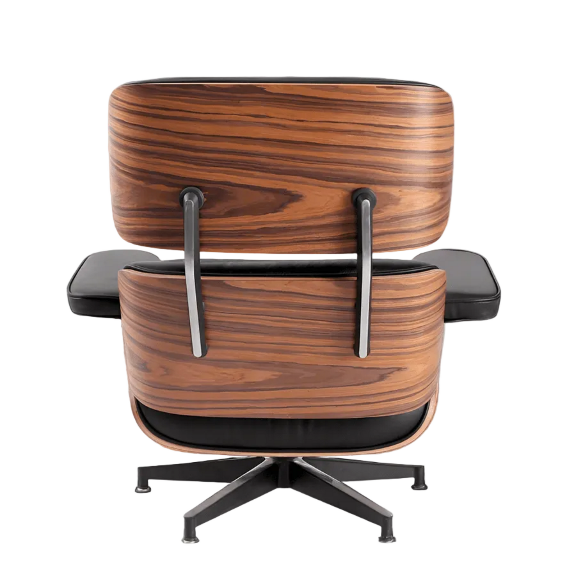Wooden chair with black accents on a white background
