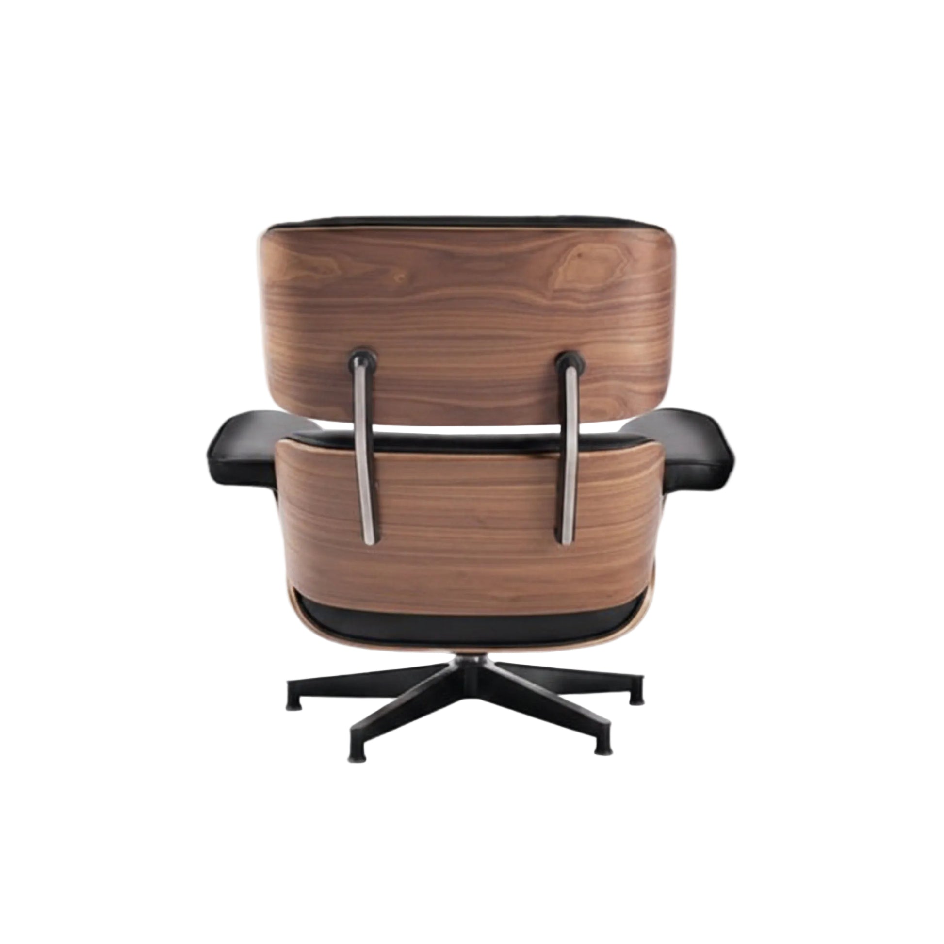 Wooden chair with black base on a white background