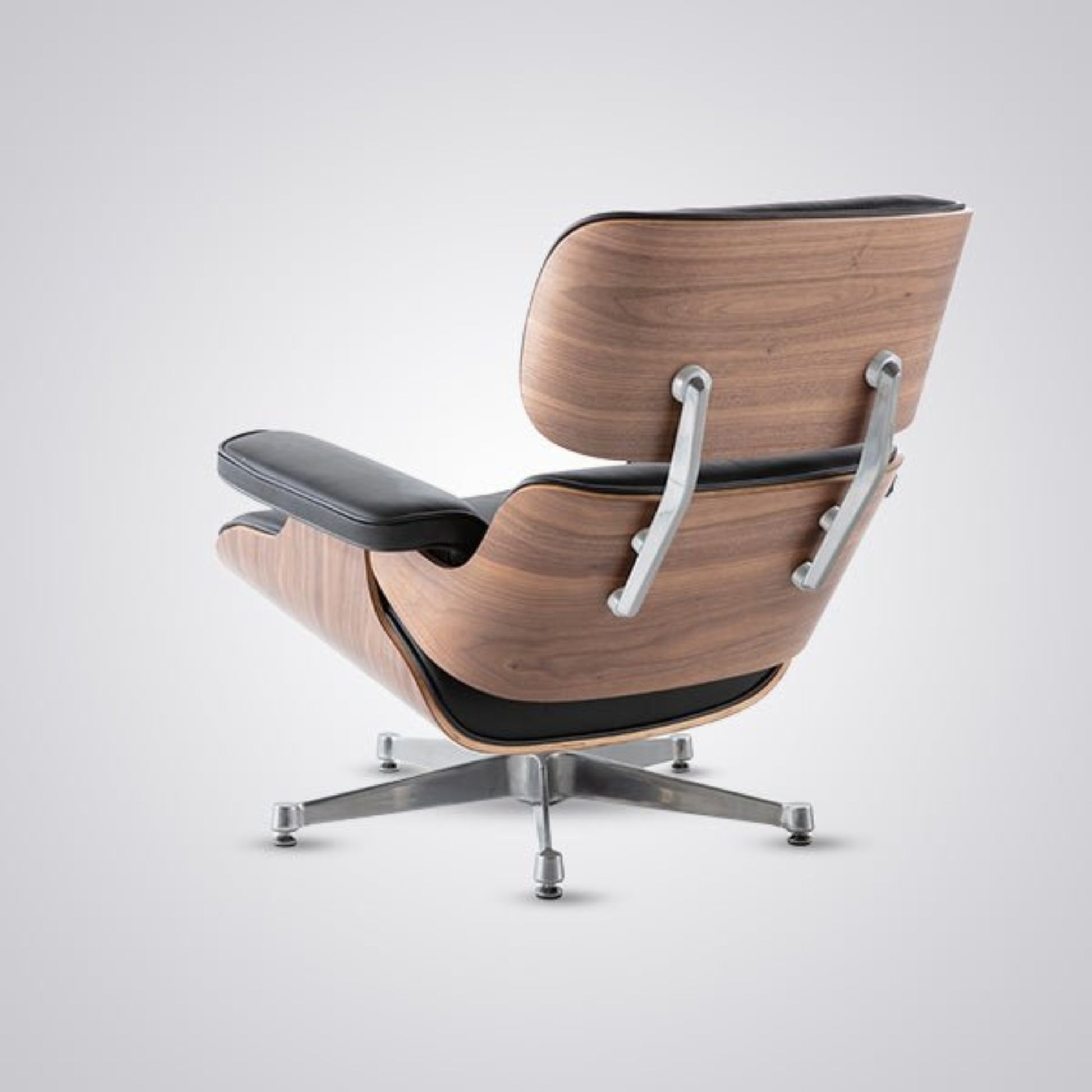 Wooden chair with black accents on a white background