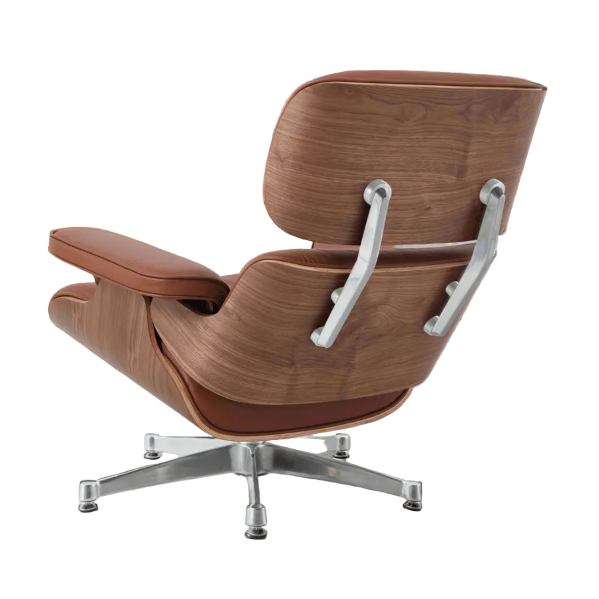 Wooden chair with metal base on a white background