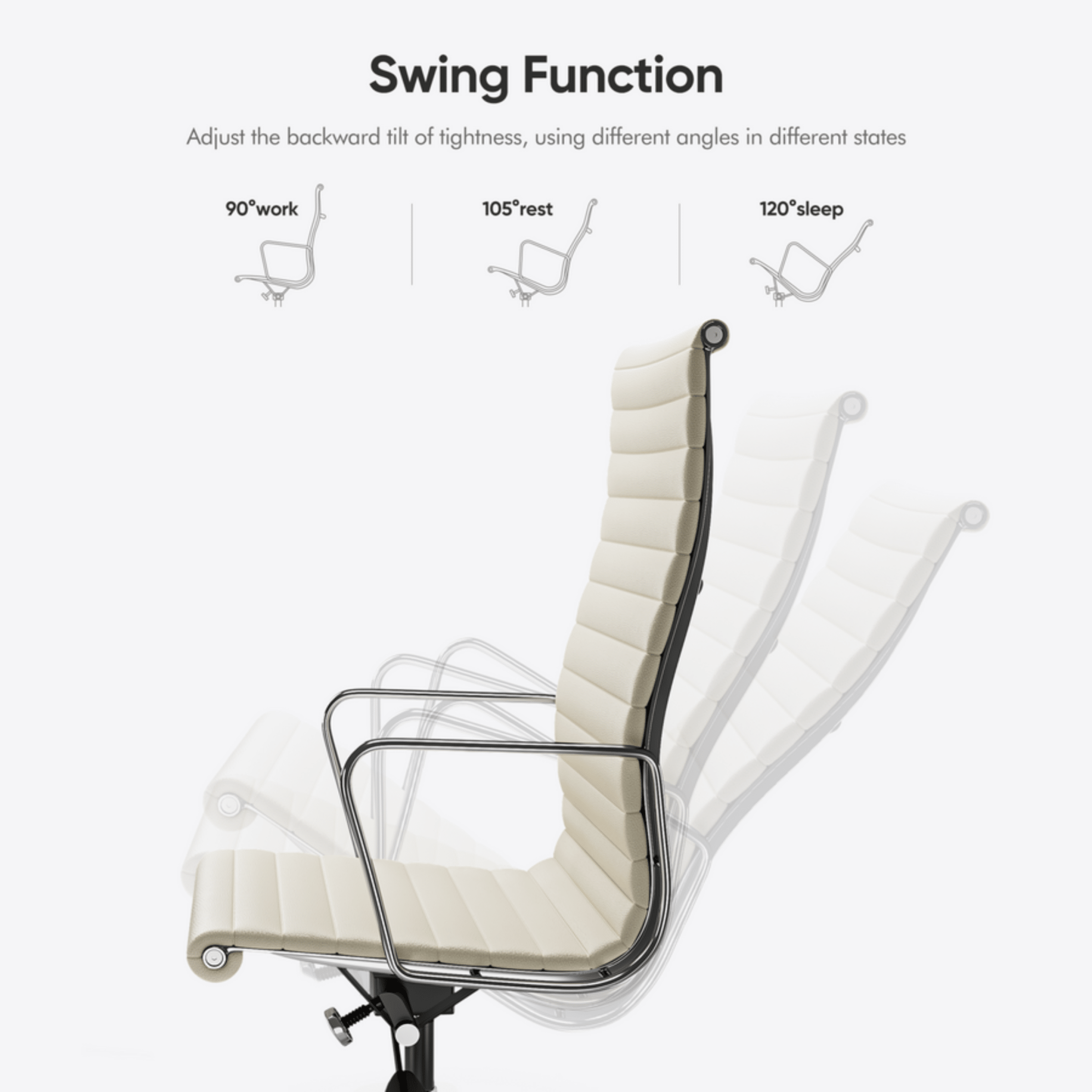 White office chair with swing function illustration on a white background