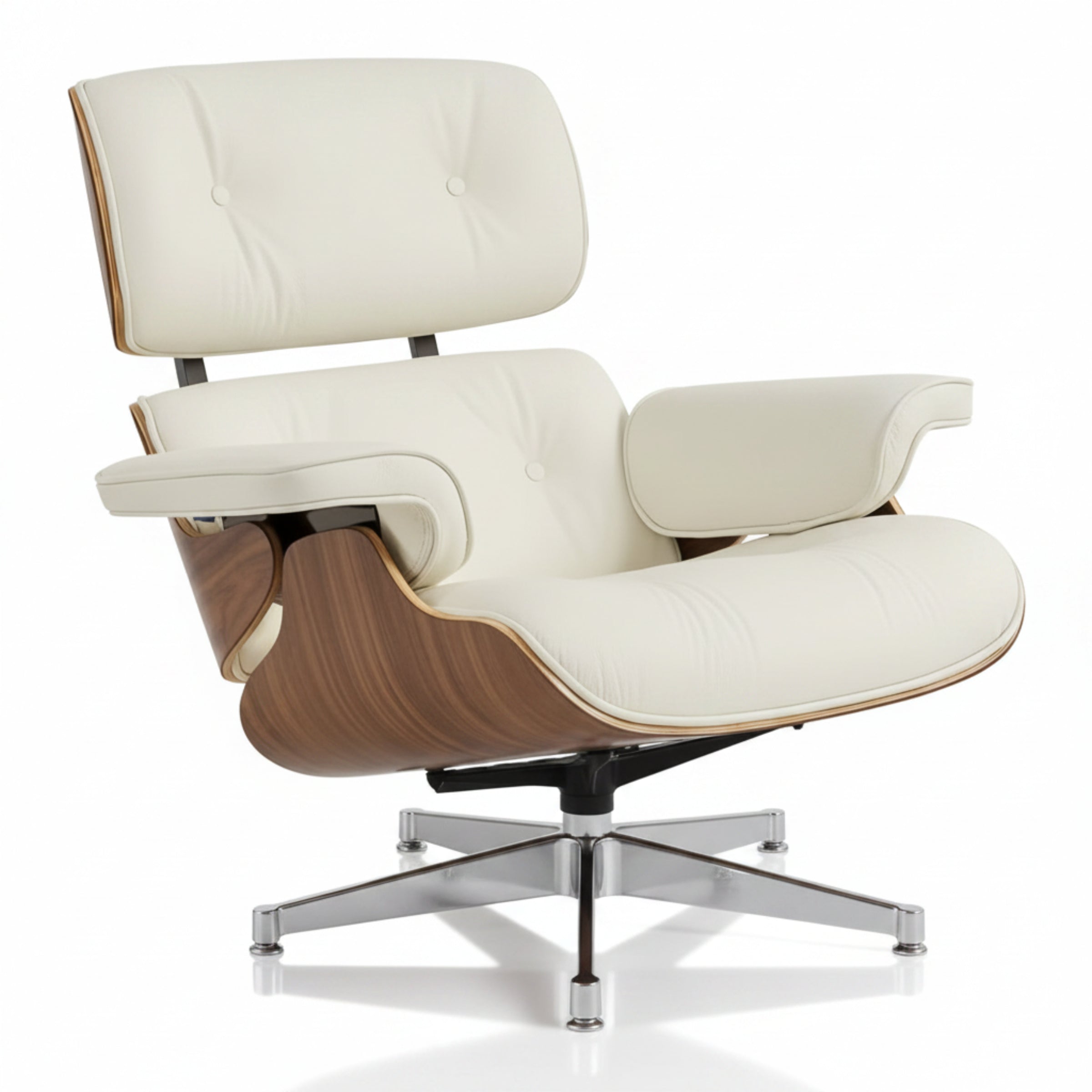 Eames XL Lounge Chair & Ottoman | Ivory White & Walnut Wood