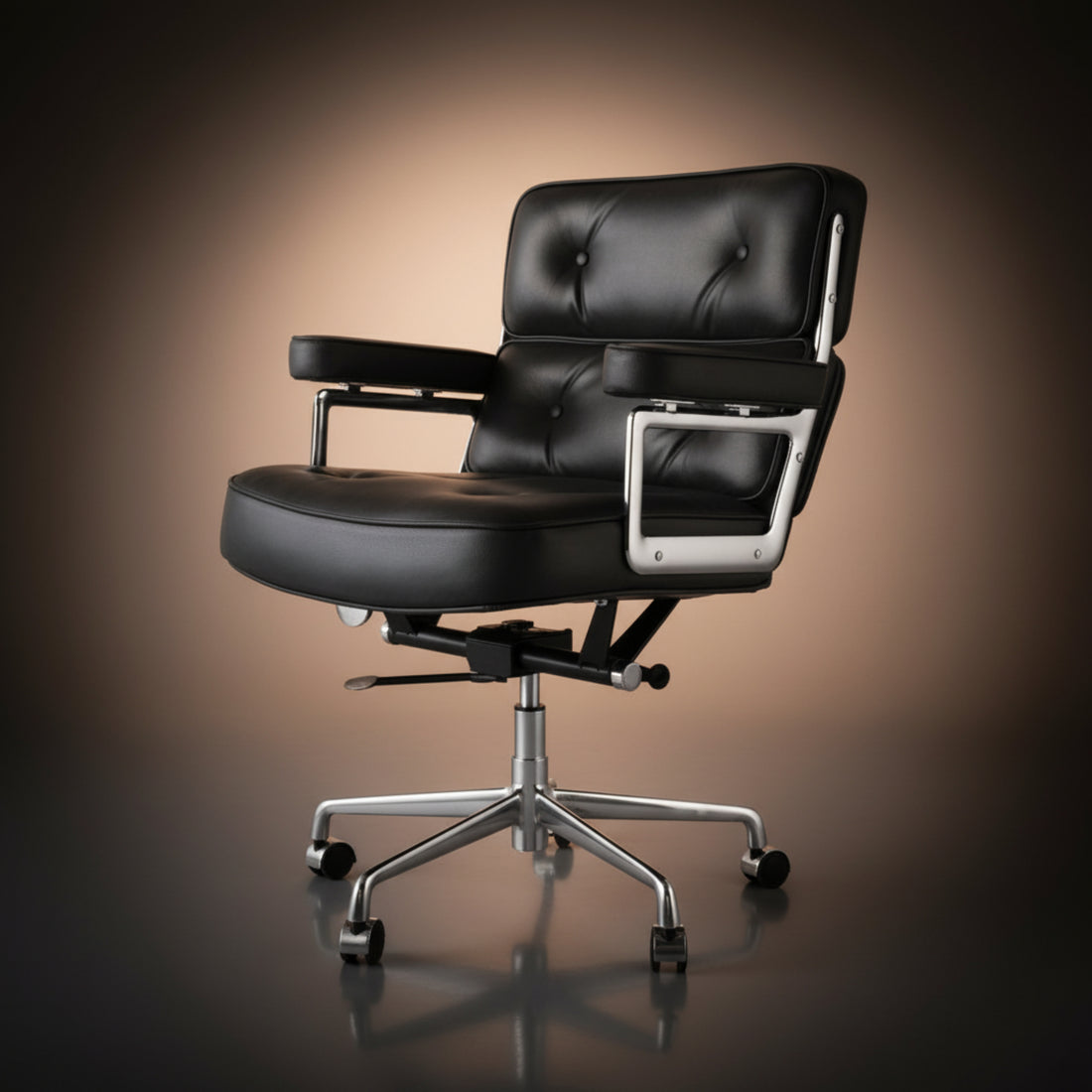 A modern black leather office chair with a tufted backrest, executive-lobby-office-chair-es104-black
