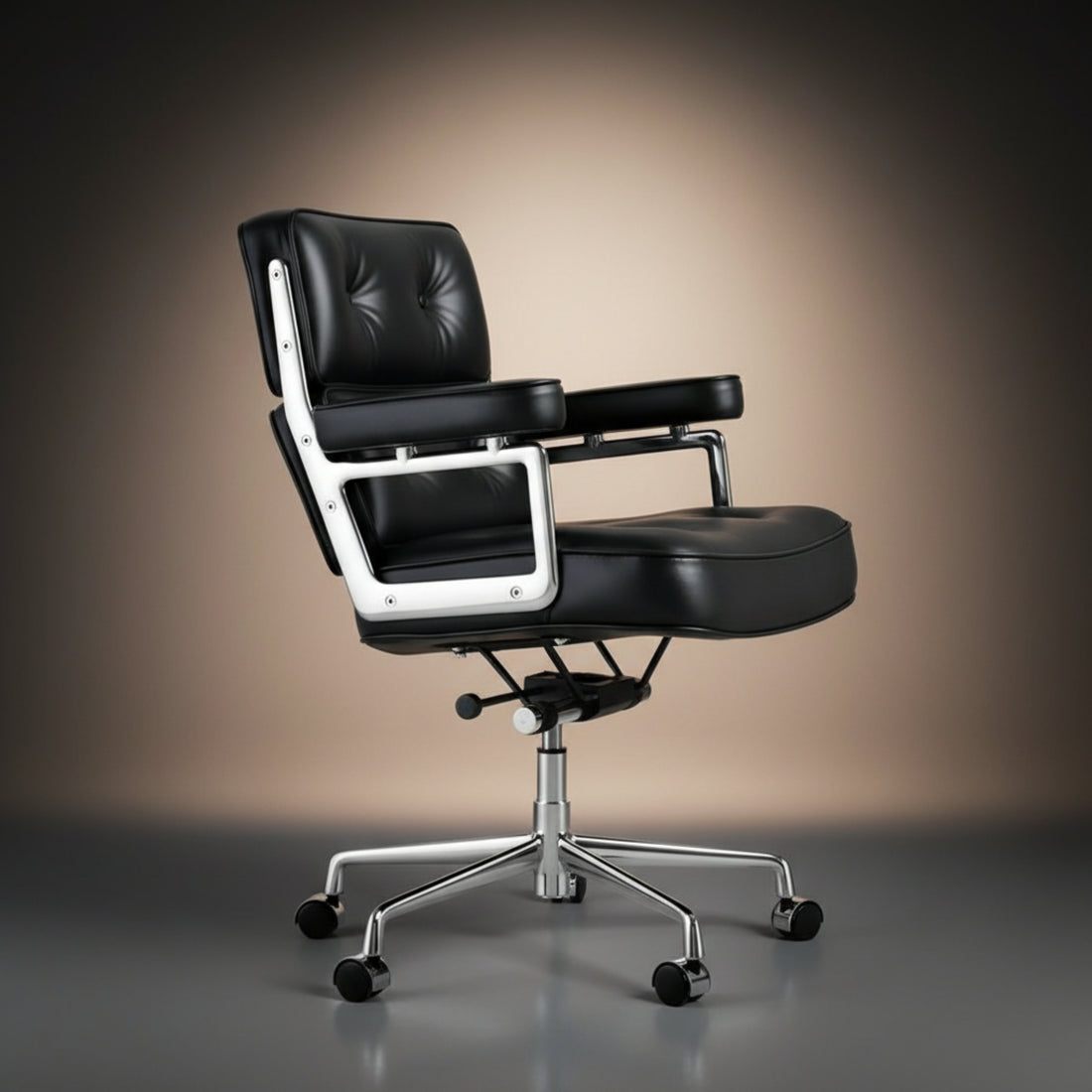 A modern black leather office chair with a tufted backrest, executive-lobby-office-chair-es104-black