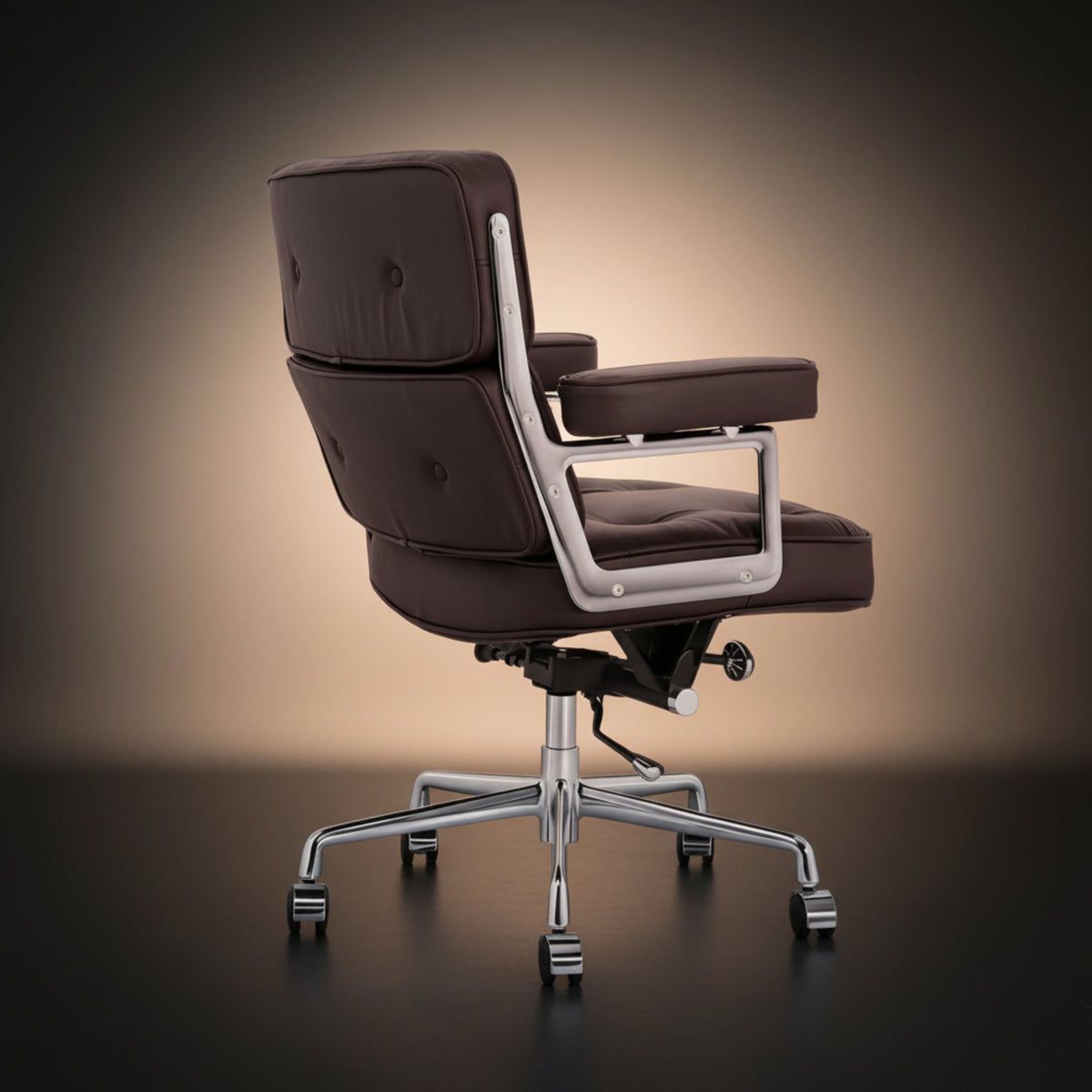 A luxury executive-lobby-office-chair-es104-brown with dark brown tufted leather upholstery