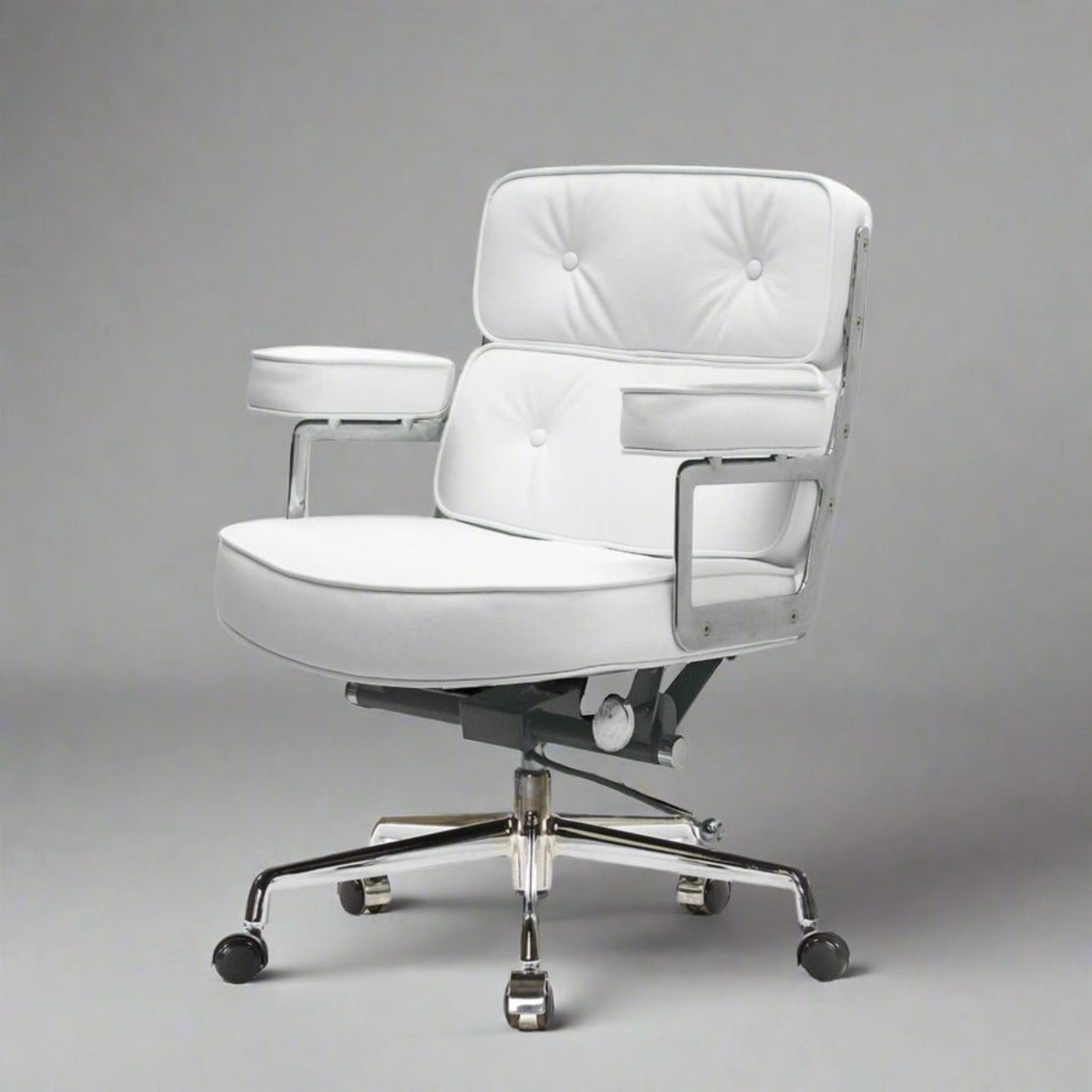 White office chair with armrests on a gray background executive-lobby-office-chair-es104-white-1