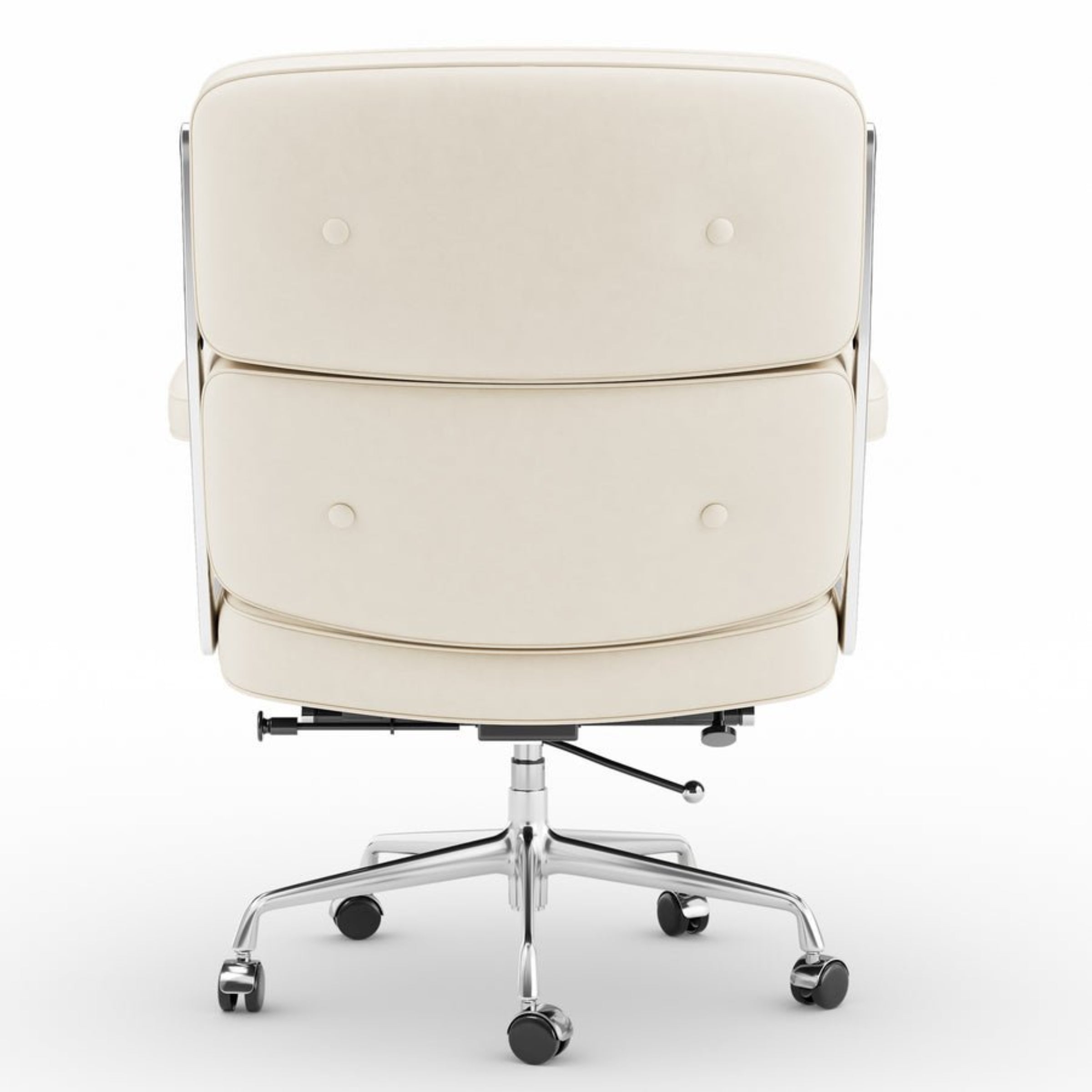 White office chair with chrome base on a white background executive-lobby-office-chair-es104-white
