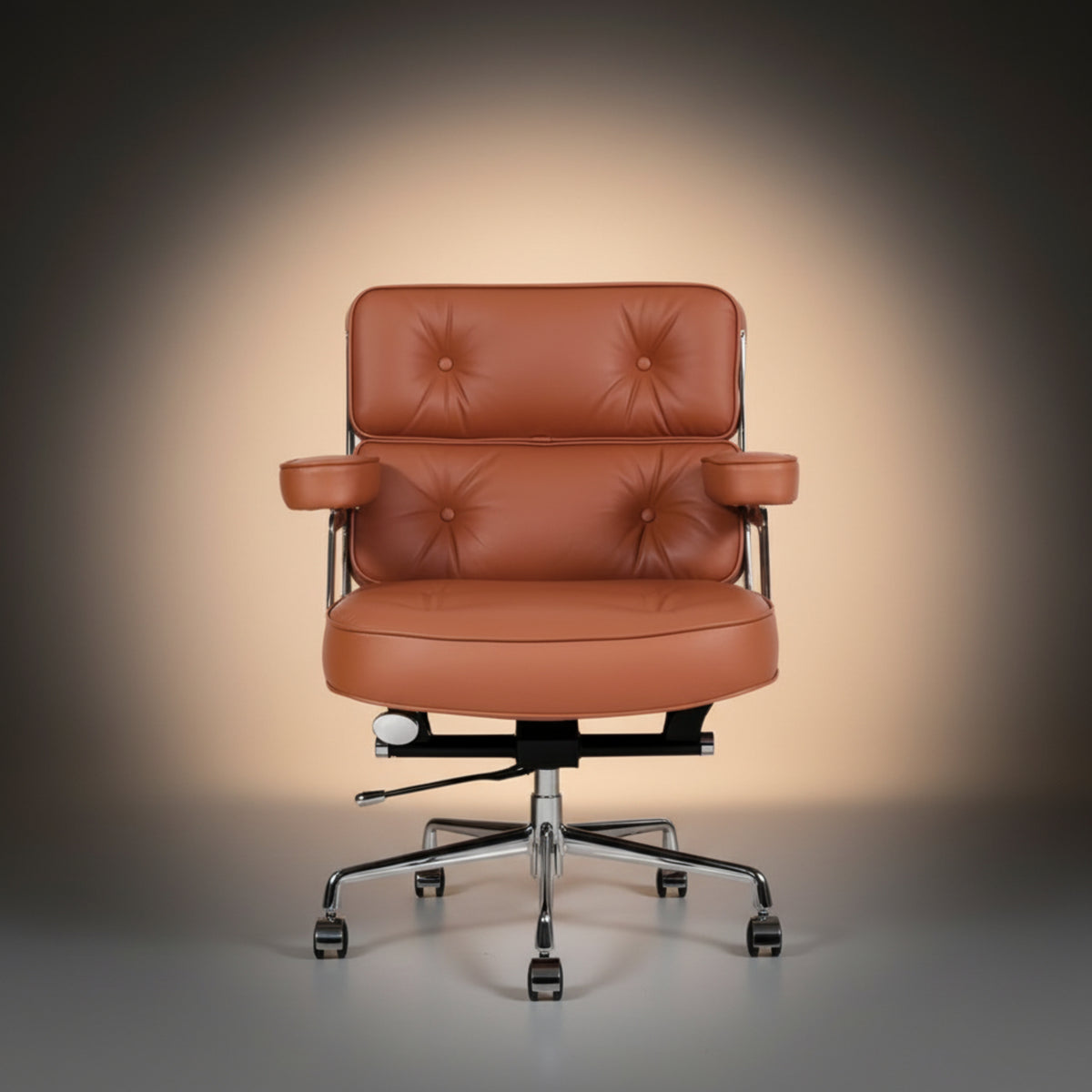 A modern executive-office-chair-es104-tan-brown-accent chair upholstered in warm cognac brown leather 