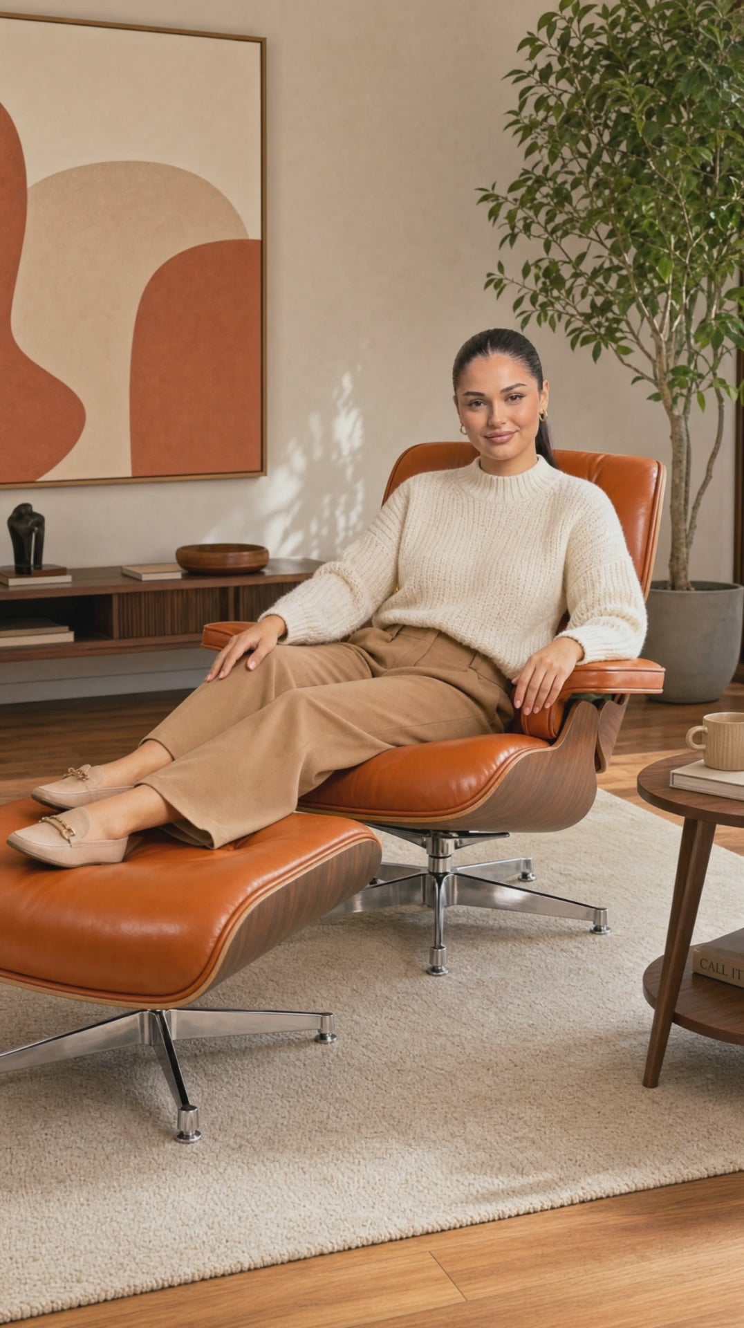 eames_inspired_lounge_chair_ottoman_burnt_orange_waxed_walnut_12 video